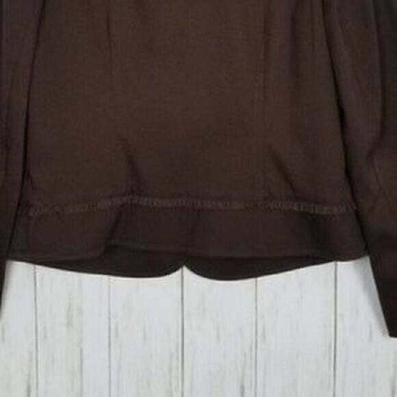 Talbots Chocolate Brown Stretch Embroidered Ruffle Jacket - Picture 5 of 5